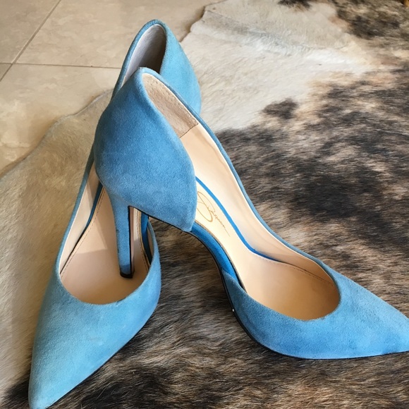 baby blue suede pumps
